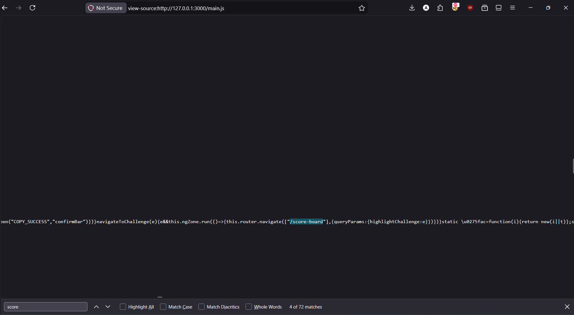 Score board URL found in main.js source